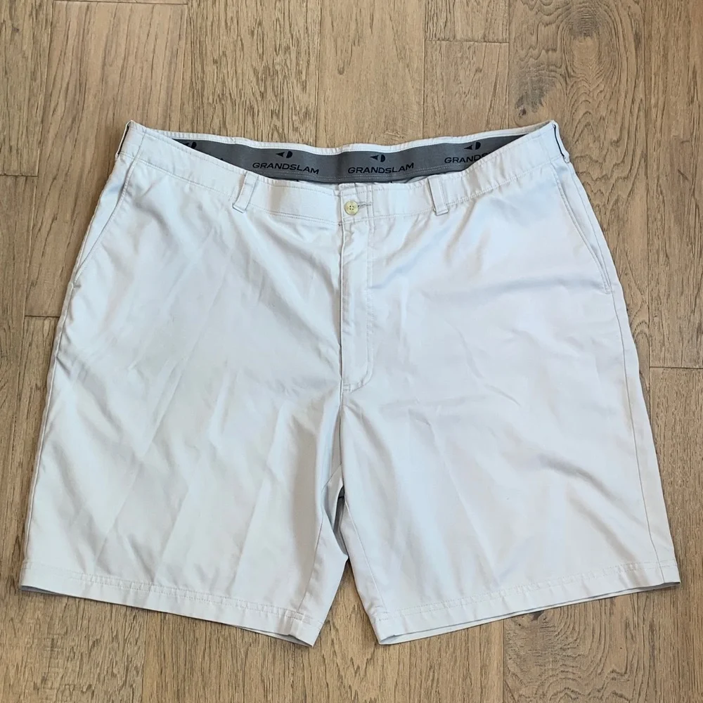 Grand Slam Men's Light White Flat-Front Golf Shorts Size 42x10